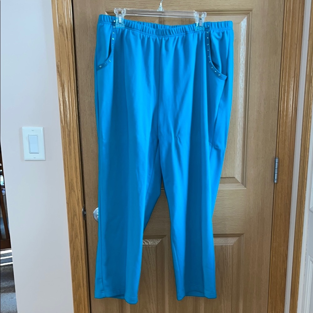 Alfred Dunner teal blue Wide Leg Pants 16W. NWT